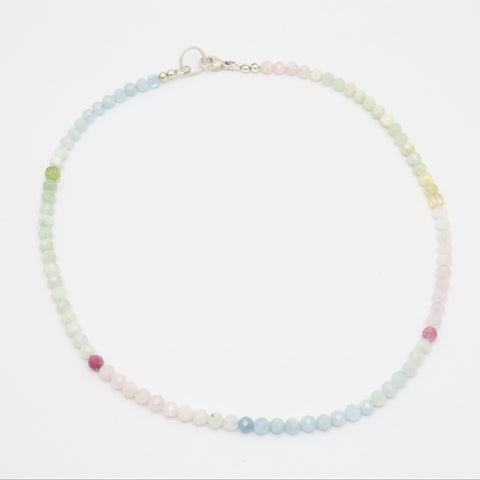Multi Coloured Morganite, Beryl & Aquamarine Beaded Necklace