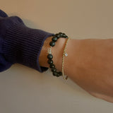 Drift Collection: Blue Black Tiger Eye & Silver Wrap Stretch Bracelet
