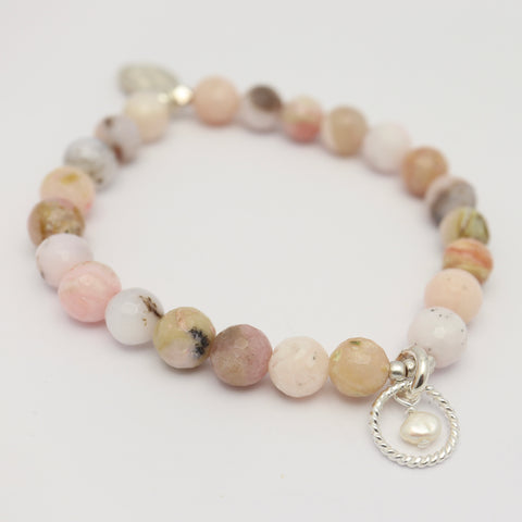 Entwined Collection:  Pink Peruvian Opal Stretch Bracelet