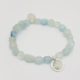 Aquamarine Nugget & Moonstone Stretch Bracelet