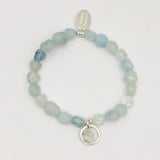Aquamarine Nugget & Moonstone Stretch Bracelet