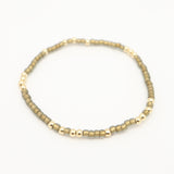 Japanese Toho Seed Bead & Gold Stretch Bracelet - Cafe