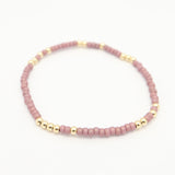 Japanese Toho Seed Bead & Gold Stretch Bracelet - Dusty Rose