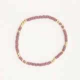 Japanese Toho Seed Bead & Gold Stretch Bracelet - Dusty Rose