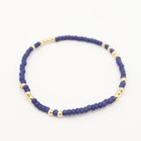 Japanese Toho Seed Bead & Gold Stretch Bracelet - Cobalt