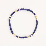 Japanese Toho Seed Bead & Gold Stretch Bracelet - Cobalt