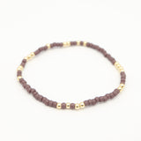 Japanese Toho Seed Bead & Gold Stretch Bracelet - Mauve