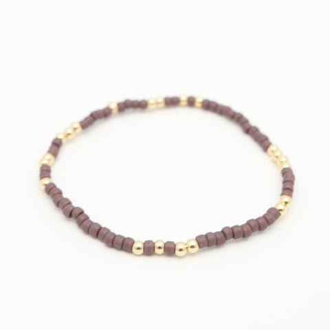 Japanese Toho Seed Bead & Gold Stretch Bracelet - Mauve