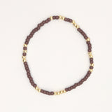 Japanese Toho Seed Bead & Gold Stretch Bracelet - Mauve