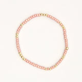 Japanese Toho Seed Beads & Gold Stretch Bracelet - Frosted Blush