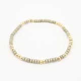 Japanese Toho Seed & Gold Stretch Bracelet - Gun Metal Grey