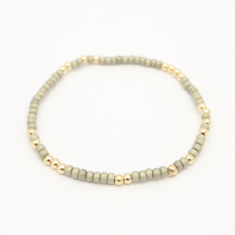 Japanese Toho Seed & Gold Stretch Bracelet - Gun Metal Grey