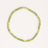 Japanese Toho Bead & Gold Stretch Bracelet - Chartreuse