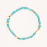 Japanese Toho Seed Bead & Gold Stretch Bracelet - Turquoise