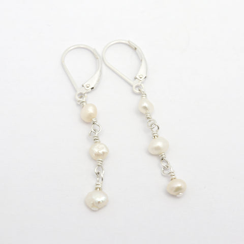 Fresh Water Pearl Silver Cascade Earrings