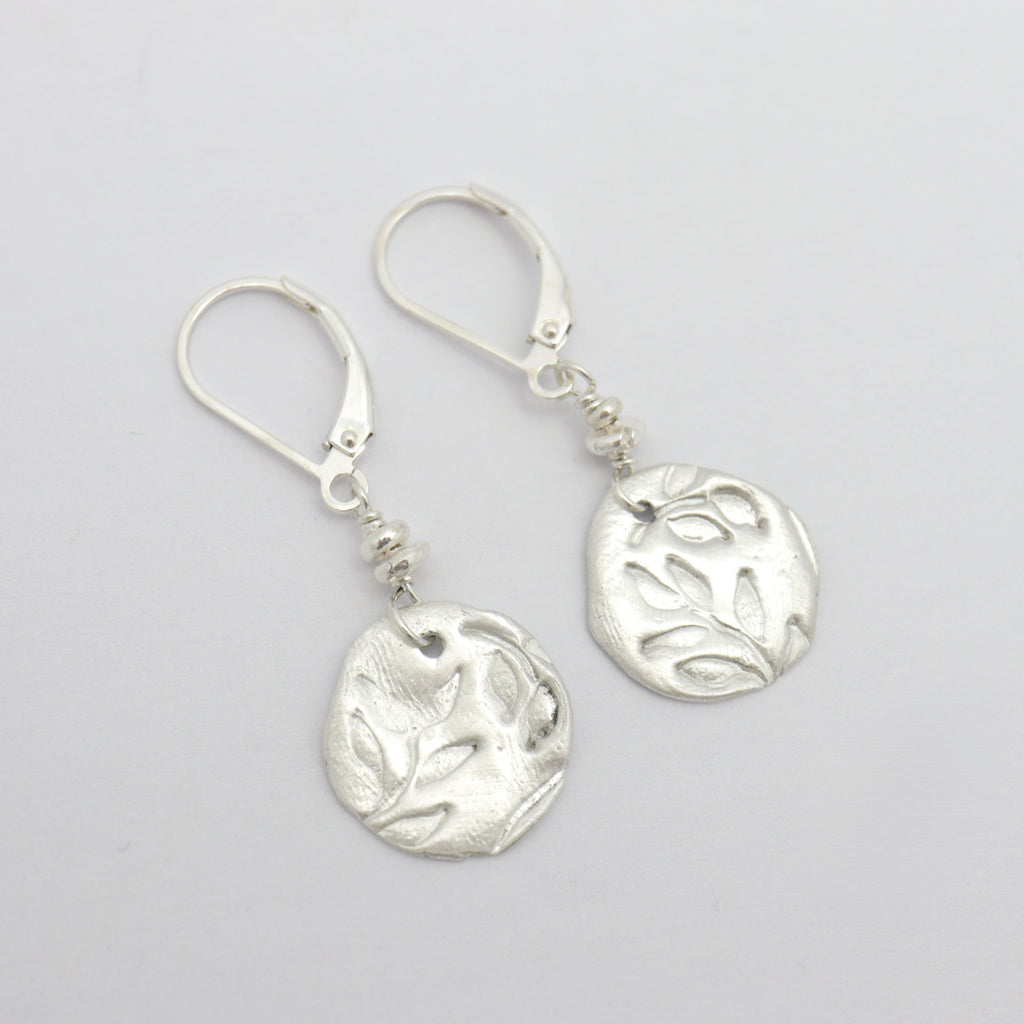 Fine Silver Random Leaf Freeform Earrings