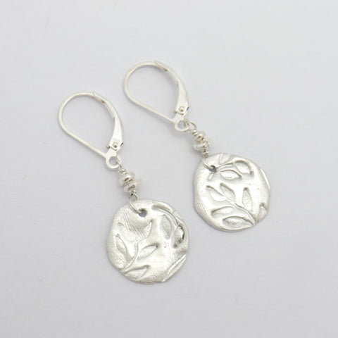 Fine Silver Random Leaf Freeform Earrings