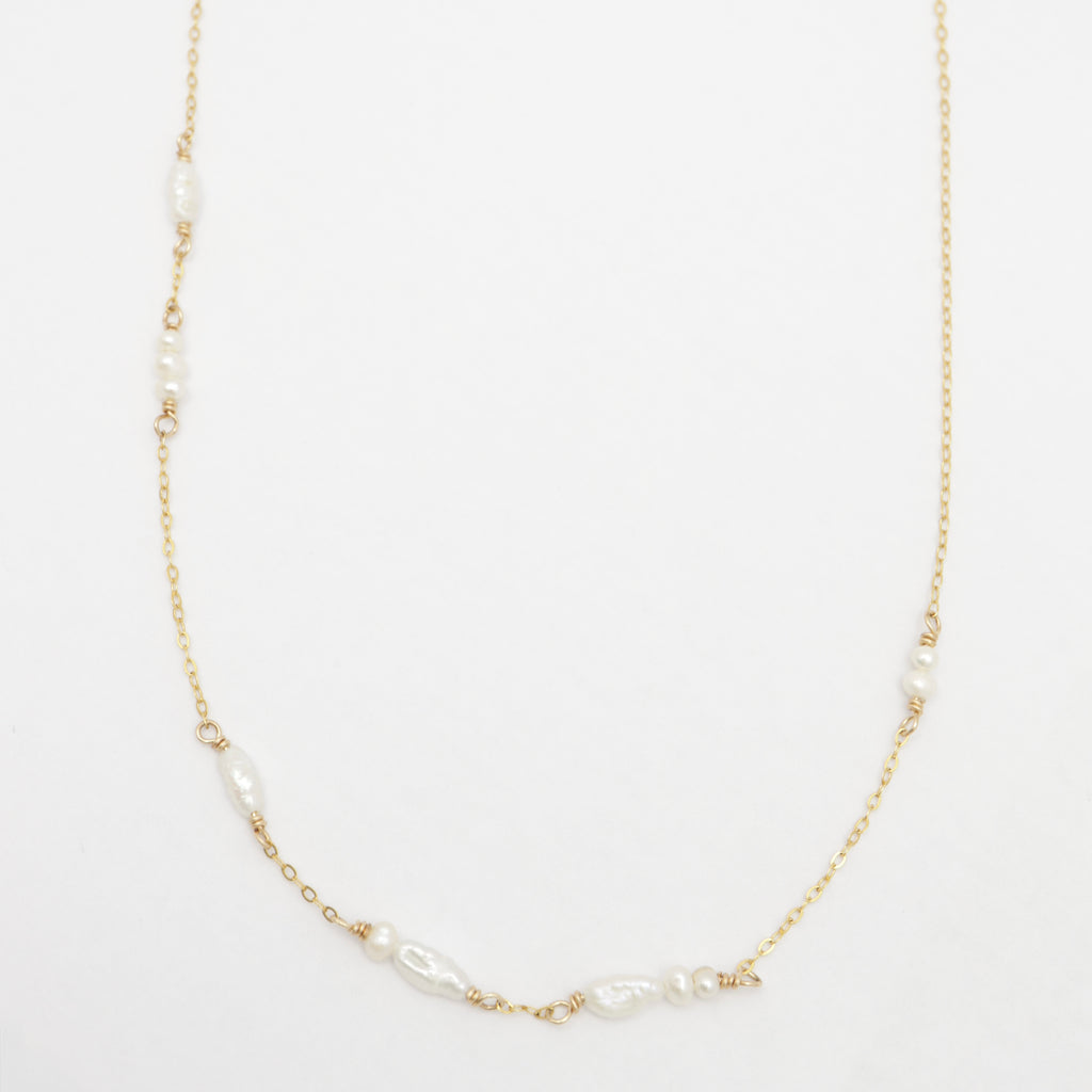 Delicate Pearl Necklace - Gold