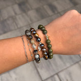 Drift Collection: Black Amazonite & Silver Wrap Stretch Bracelet