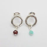 Birthstone Silver Freeform Link Studs
