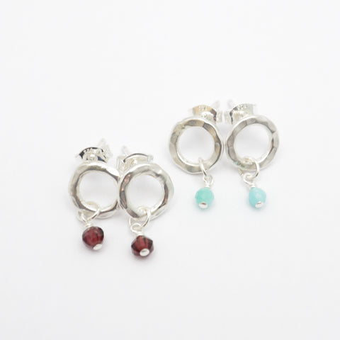 Birthstone Silver Freeform Link Studs