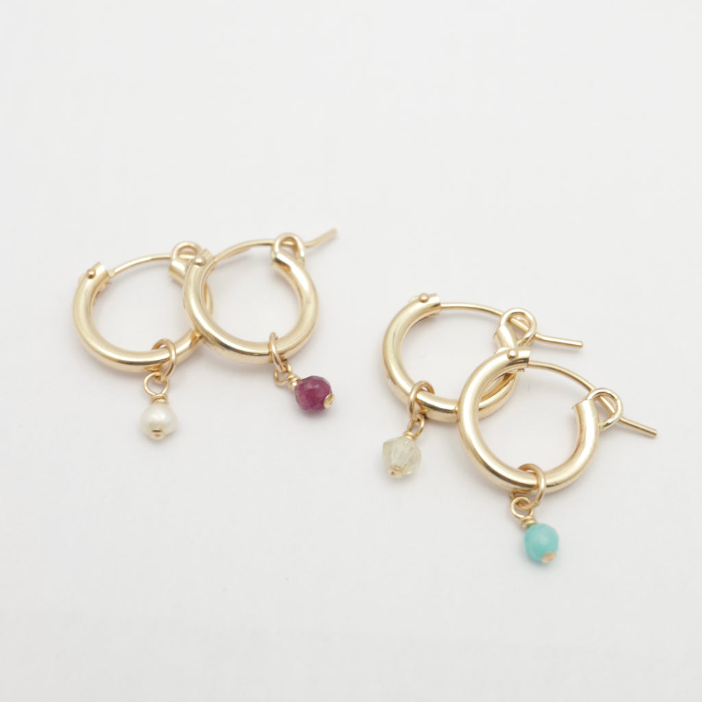 Birthstone MOD Gold Hoops