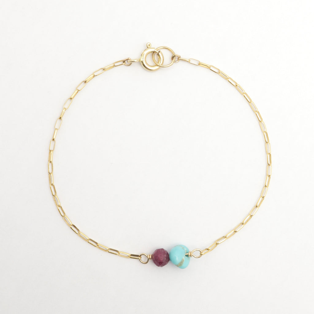 Duo Birthstone Bracelet - Gold