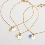 Dainty Heart & Birthstone Bracelet - Gold