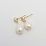 Pearl Drop Stud Earrings - Gold