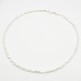 Elegant petite pearl necklace- silver