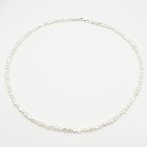 Elegant petite pearl necklace- silver