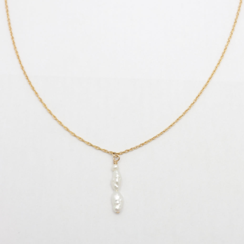 Whisper Pearl drop Gold fill necklace