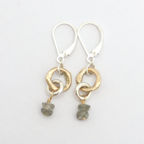 Bronze Petite Link & Labradorite Earrings