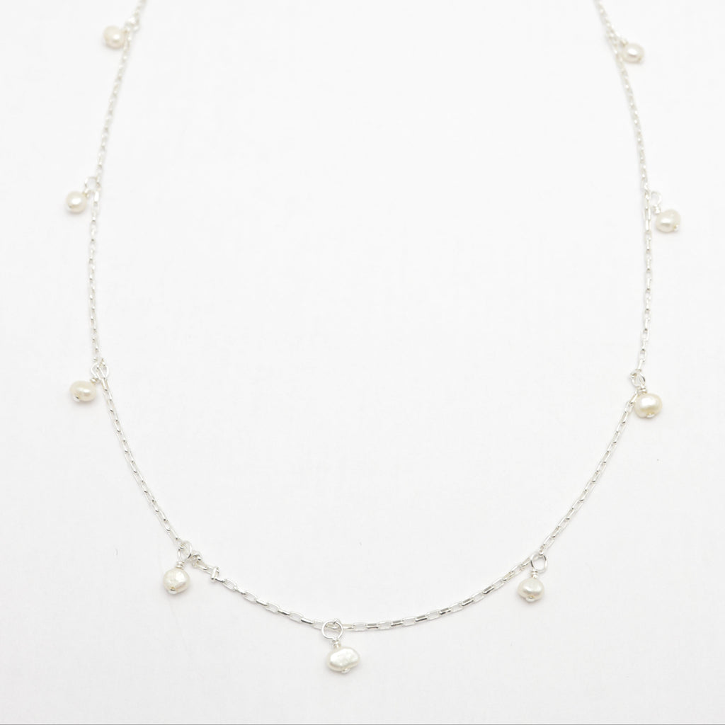 Cascade Pearl Drop Necklace - Silver