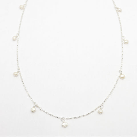 Cascade Pearl Drop Necklace - Silver