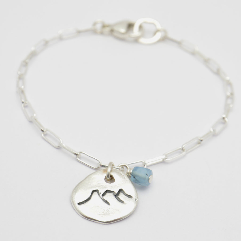 Three Sisters Mountain Chain Bracelet with Birthstone