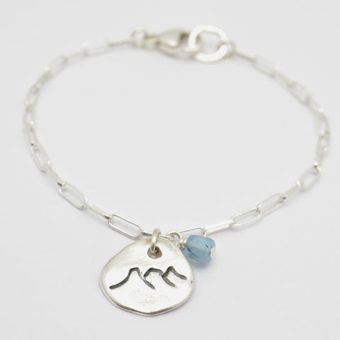 Three Sisters Mountain Chain Bracelet with Birthstone