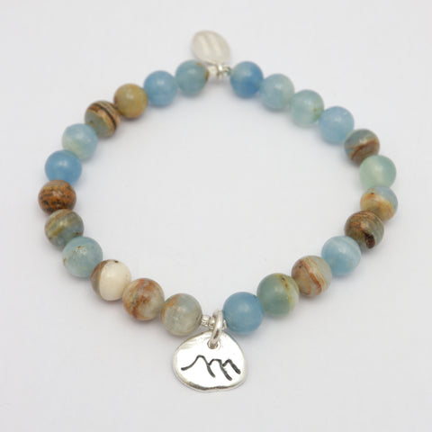Three Sisters Mountain Blue Calcite Stretch Bracelet