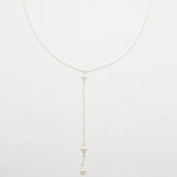 Petite Pearl Lariat Necklace - Silver
