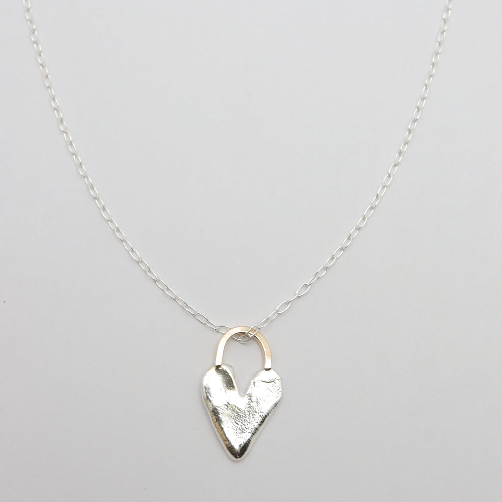 Silver Heart & Hook Necklace - Sterling Silver Chain