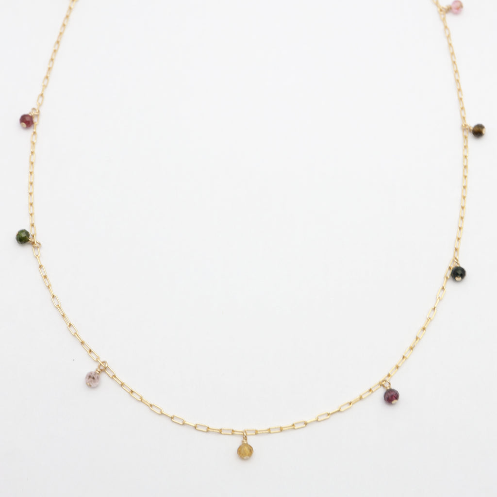 Cascade Watermelon Tourmaline Drop Necklace