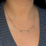 Personalized Four Mini Stationary Gold Disc Necklace