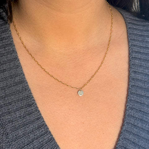 Personalized One Mini Stationary Gold Disc Necklace