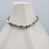 Japanese Toho Seed Bead & Gold Stretch Bracelet - Denim Blue
