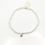July - Ruby Birthsthone SILVER Beaded Bracelet