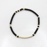 Japanese Toho Seed Bead & Gold Bar & Bead Stretch Bracelet