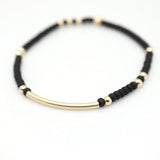 Japanese Toho Seed Bead & Gold Bar & Bead Stretch Bracelet