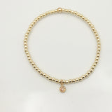 November - Topaz Birthstone Gold Beaded Bracelet