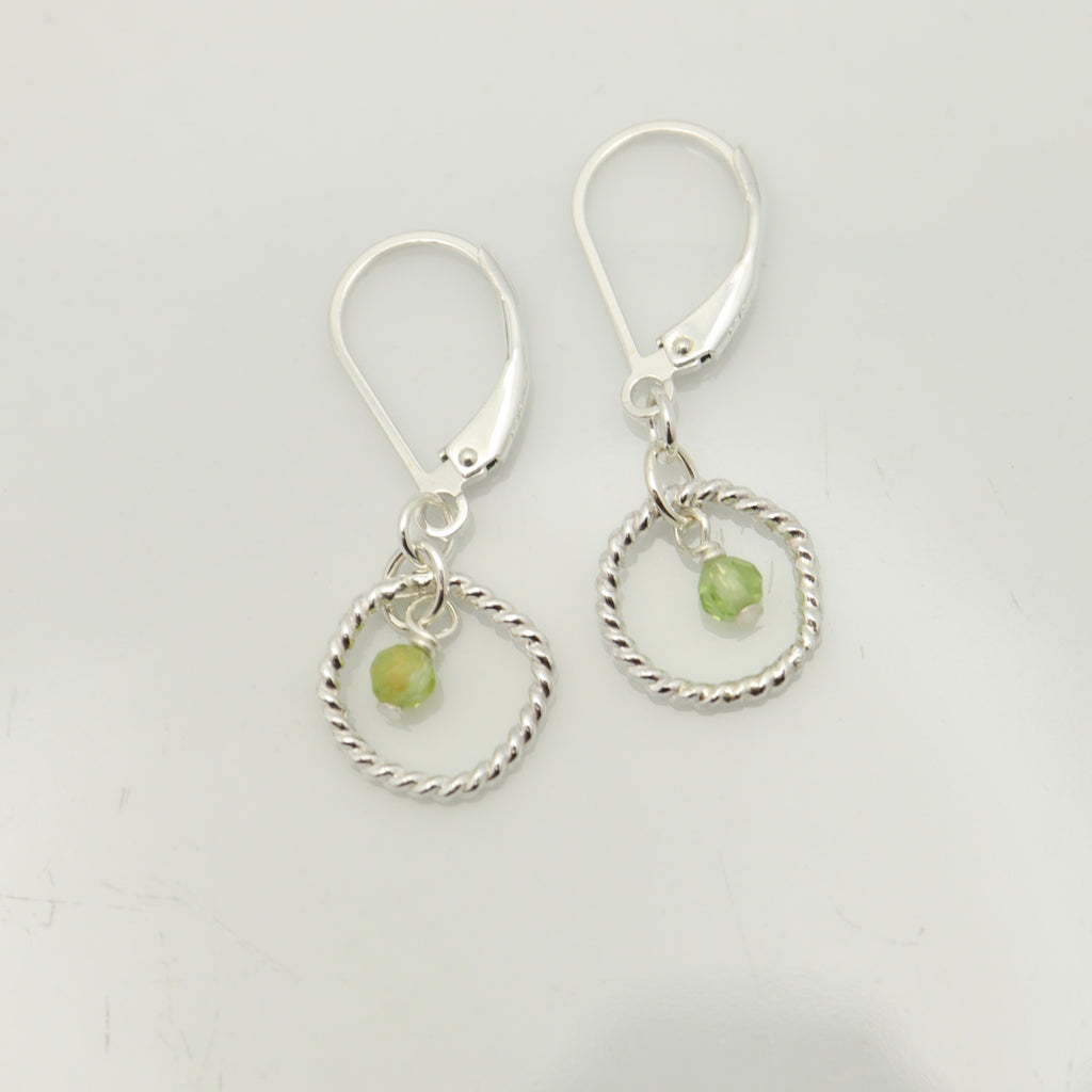 August - Peridot Genuine Birthstone Sterling Silver Earrings