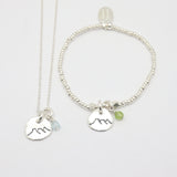 Petite Three Sisters Mountain Bracelet with Birthstone